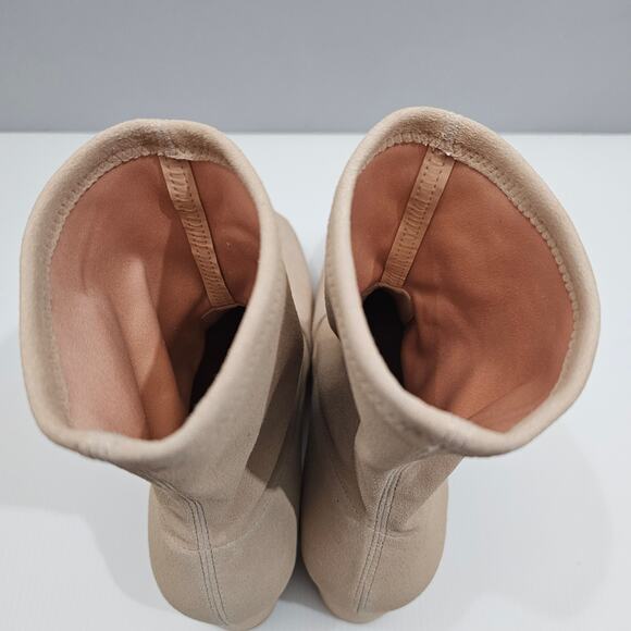 NEW Stuart Weitzman Siggy 60 Ankle Bootie Womens Beige Suede Stretch Sock Heel - Picture 10 of 14